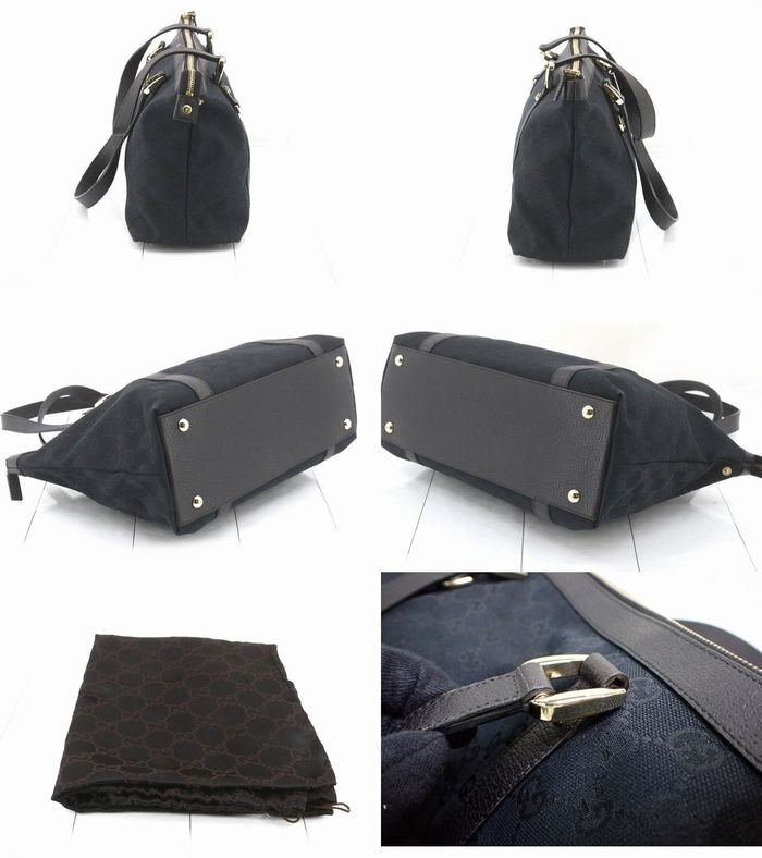 グッチ 141470 ■ トートバッグ 黒 ブラック レディース GG/ピグ アビーライン キャンバス×レザー GUCCI □6C6D エママイキ_画像6