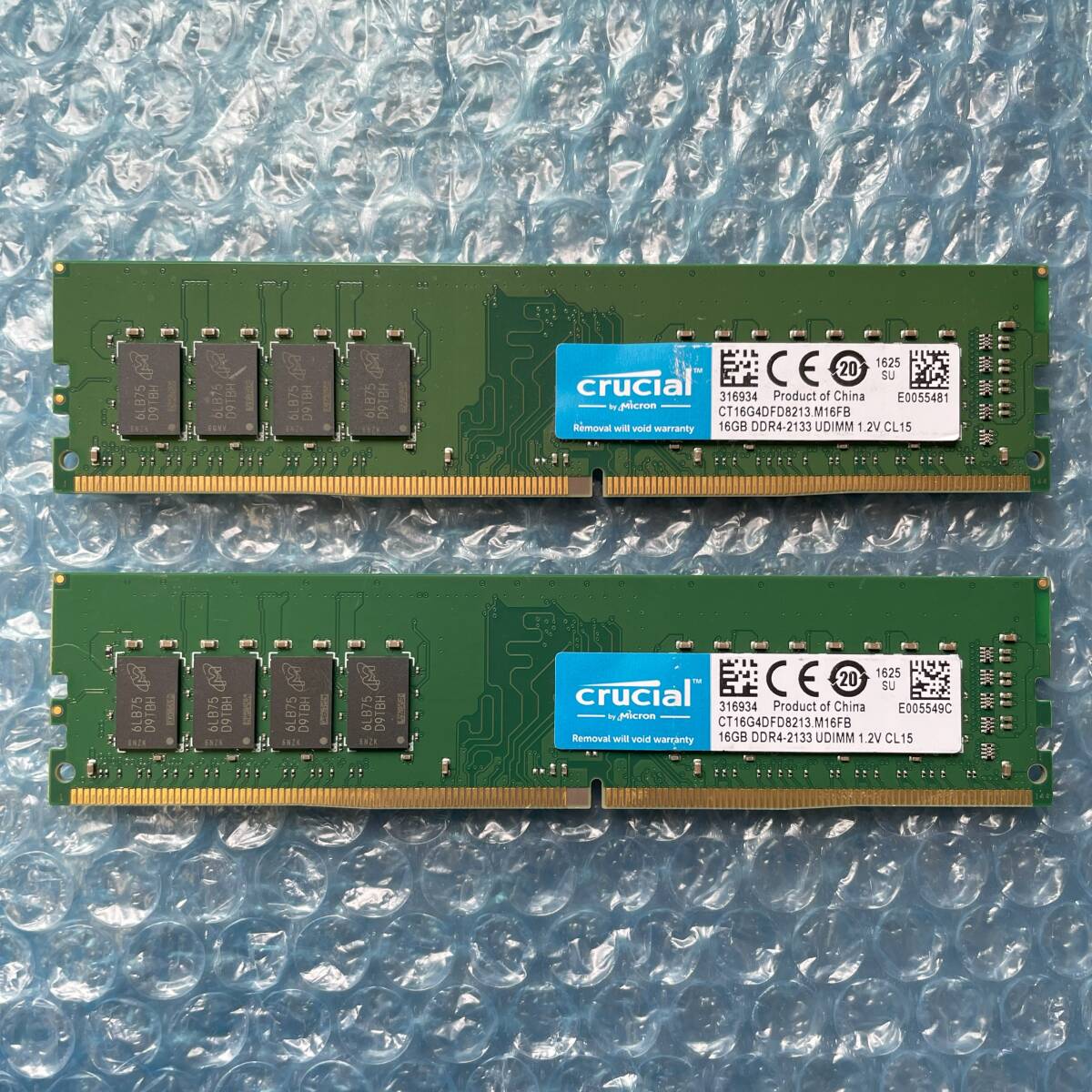 crucial 16GB×2枚 計32GB DDR4-2133 1.2V CL15 中古 デスクトップ メモリ【DM-808】の画像1