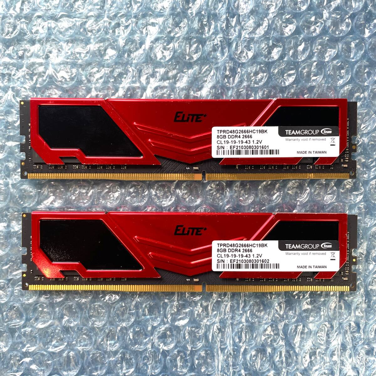 TEAMGROUP ELITE+ 8GB×2枚 計16GB DDR4 2666 1.2V 中古 デスクトップ メモリ【DM-820】の画像2