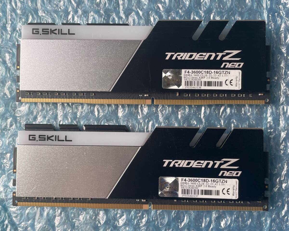 G.SKILL TRIDENTZ NEO 8GB×2枚 計16GB DDR4-3600 1.35V 中古動作品 デスクトップ メモリ【DM-805】の画像2