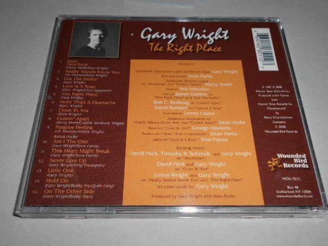 ゲイリー・ライト GARY WRIGHT／THE RIGHT PLACE+6（ボーナス・トラック収録）_画像2