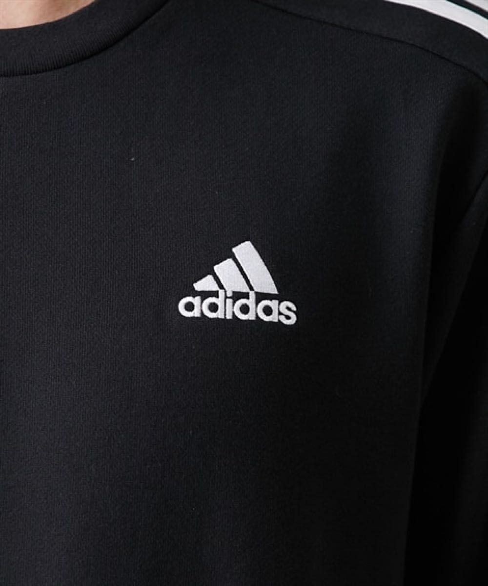 新品 XL アディダス スウェット トレーナー 黒 adidas 3ストライプス　エッシェンシャルズ　フレンチテリー　綿100%