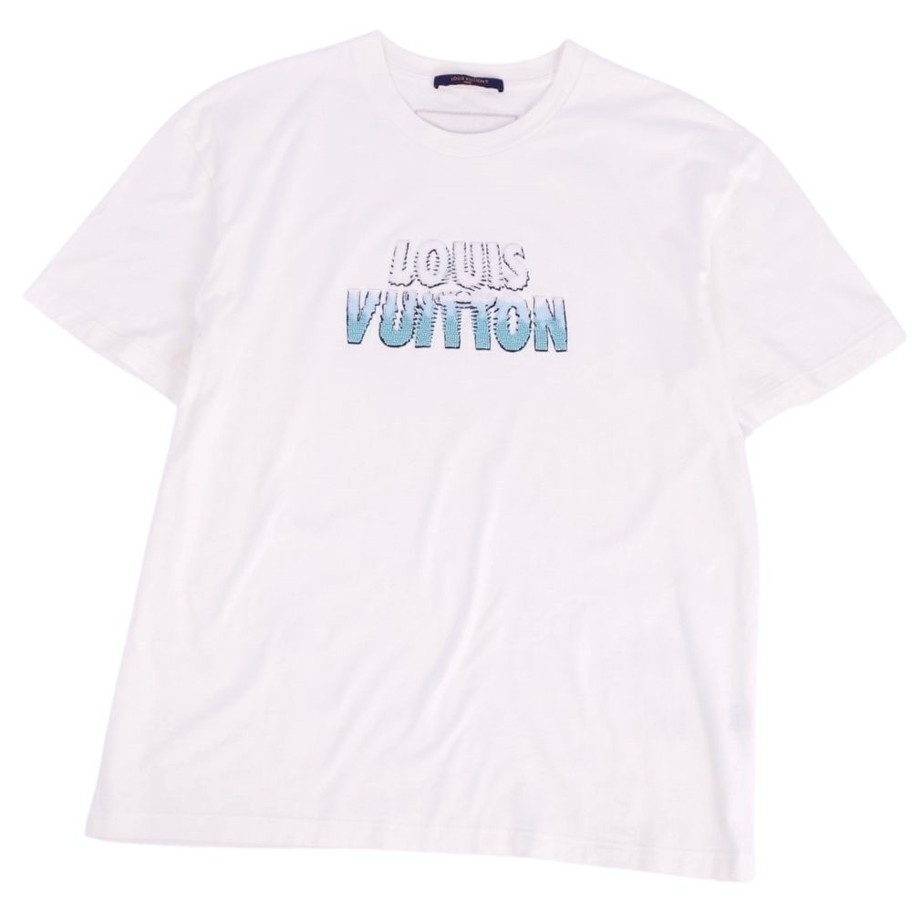 美品 ルイヴィトン LOUIS VUITTON Tシャツ 23AW エンブロイダードビーズコットン ロゴ トップス メンズ XL ホワイト cf03dr-rm11e27027_画像1