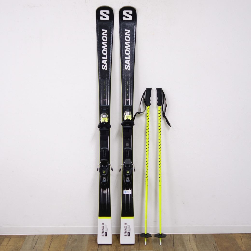 サロモン SALOMON SMAX8 165cm センター73mm ビンディング M11GW 23-24モデル ポールセット ゲレンデスキー アウトドア cf04mt-rk26y05340の画像1