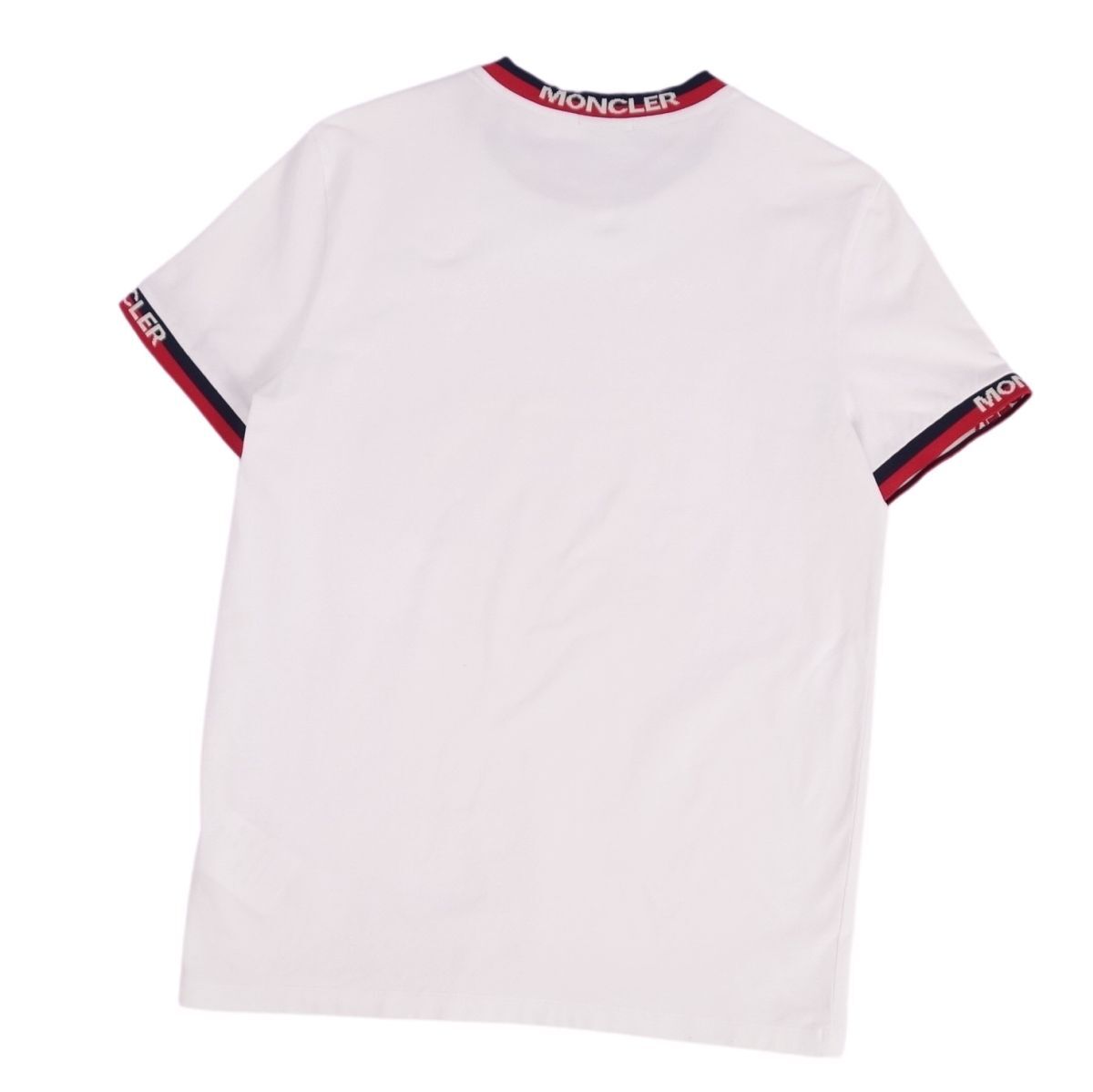 美品 モンクレール MONCLER Tシャツ カットソー 半袖 ショートスリーブ ロゴ トップス メンズ S ホワイト cf03dn-rm11f09464の画像3