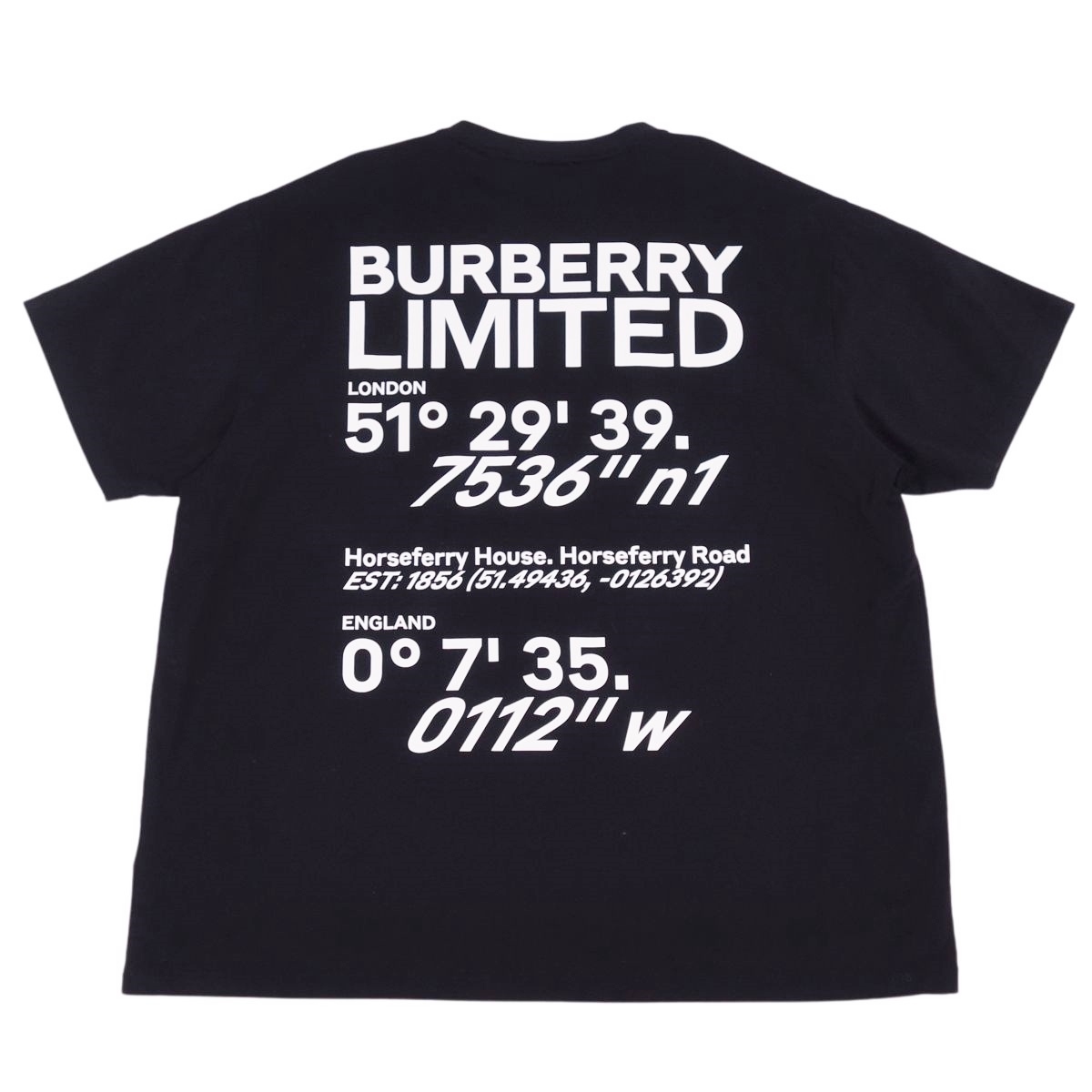 美品 バーバリー BURBERRY Tシャツ カットソー 半袖 ショートスリーブ ロゴプリント トップス メンズ XL ブラック cf04ml-rm11f09545の画像1