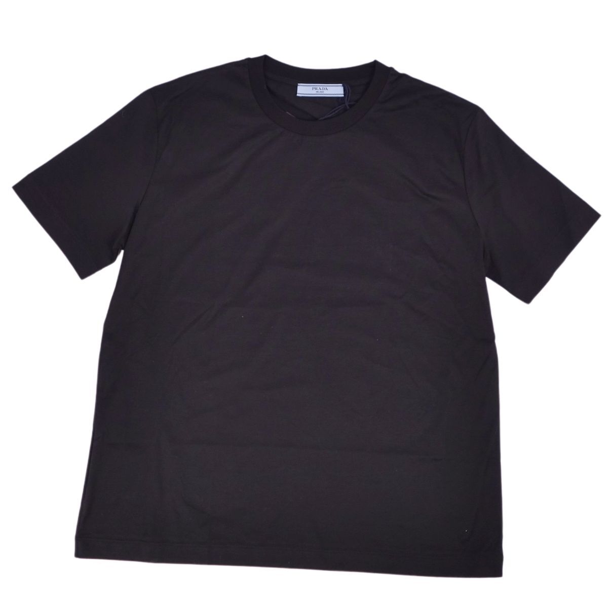 極美品 プラダ PRADA カットソー Tシャツ ショートスリーブ 半袖 無地 コットン トップス レディース XL ブラック cf04od-rm05r06733_画像1