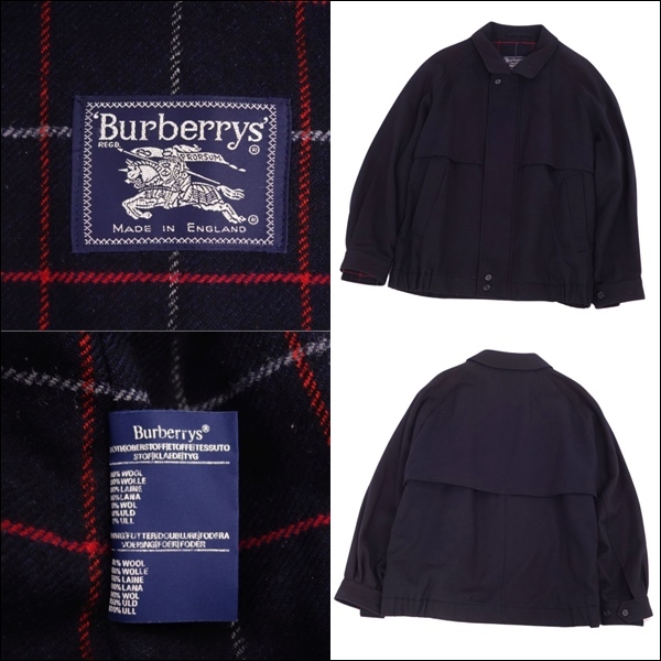 美品 Vintage バーバリー Burberrys ジャケット ブルゾン ウール 裏チェック アウター メンズ 50(M相当) ネイビー cf03de-rm11e27070の画像7