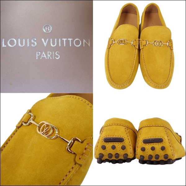 未使用 ルイヴィトン LOUIS VUITTON ローファー ヴェッキオ・ライン ドライビングシューズ LV金具 メンズ 5.5 イエロー cf04oe-rm05e27284_画像9