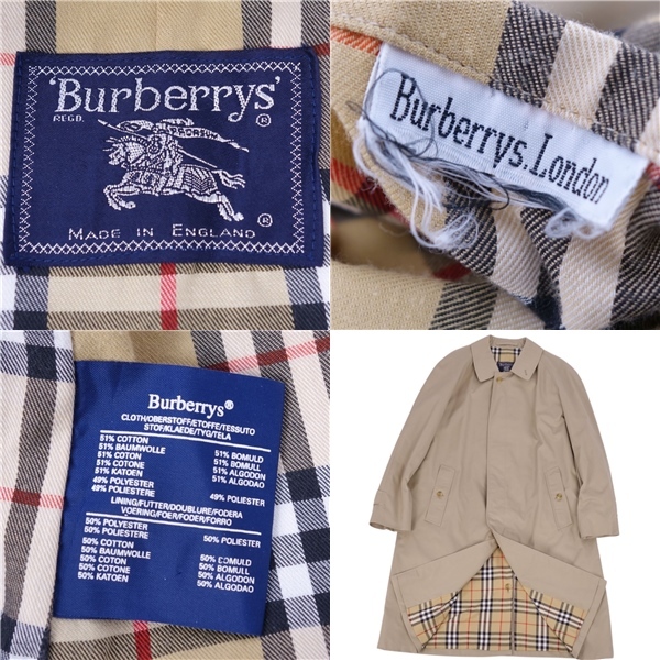 美品 Vintage バーバリー Burberrys ステンカラーコート バルマカーンコート 裏チェック 英国製 アウター メンズ M相当 cf04ob-rm11f09773_画像7