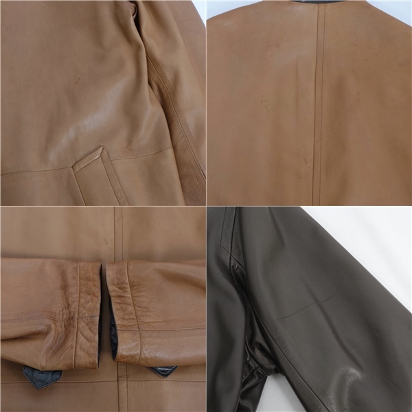  Hermes HERMES Margiela period coat leather coat reversible ram leather outer lady's 38(M corresponding ) Brown cf04ds-rm08f09912