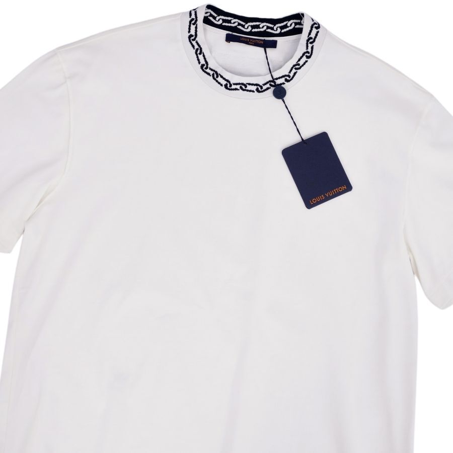 未使用 ルイヴィトン LOUIS VUITTON Tシャツ 20SS ウィズチェーンジャガードリブカラー カットソー メンズ M ホワイト cf04dm-rm10c14785_画像3