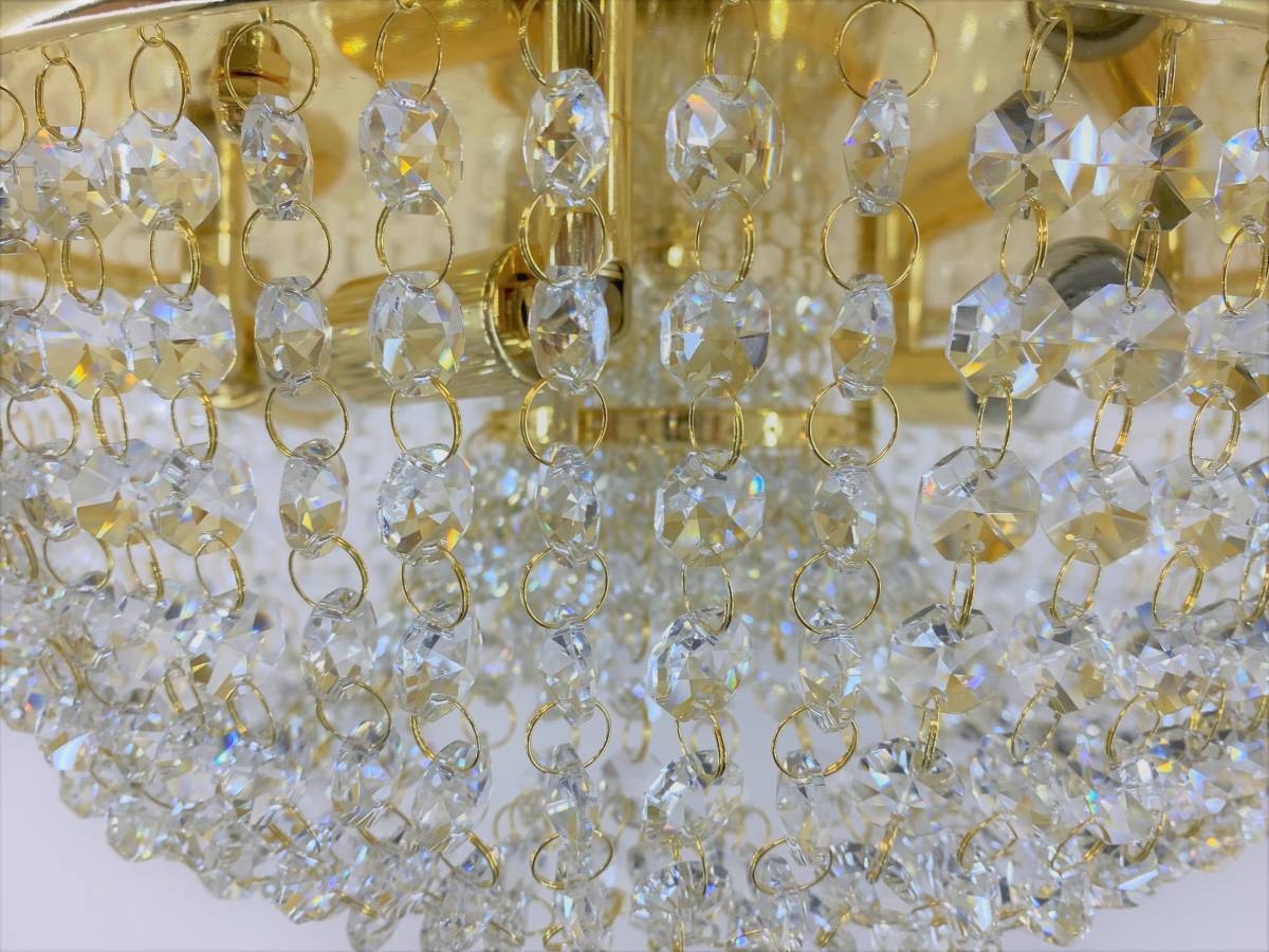 1 jpy ~ translation have goods * Φ45cm apple type chandelier hanging full Gold plating crystal beads truck chandelier deco truck 09-C1634S