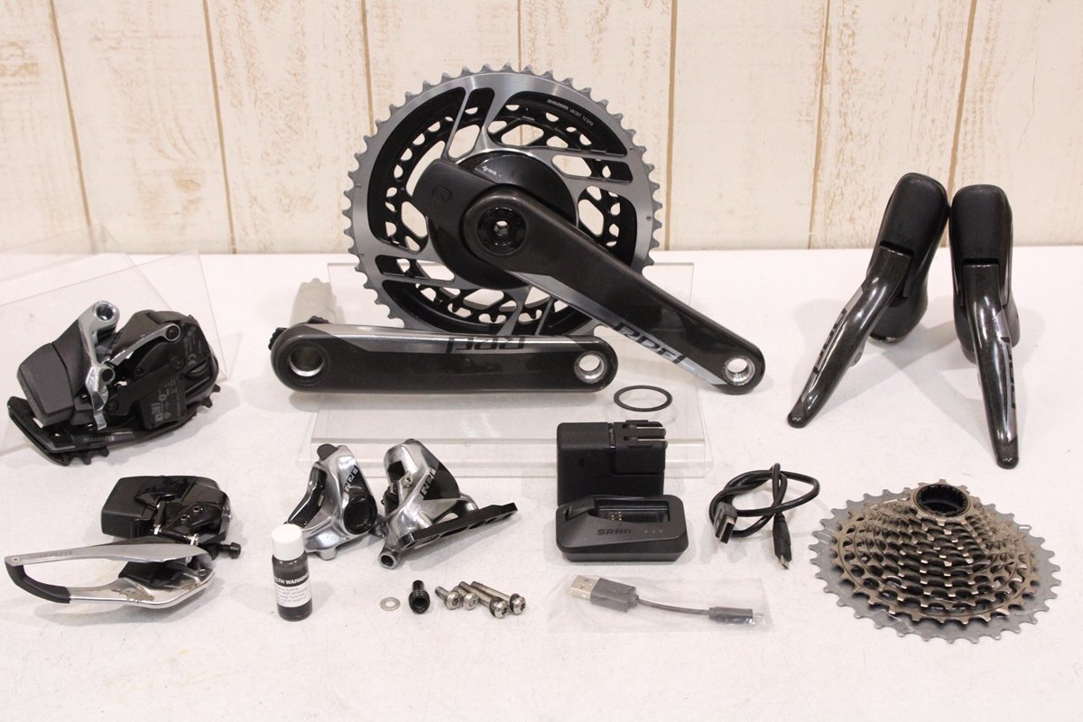完璧 パワーメーター仕様!★SRAM スラム RED e-TAP AXS 2x12s 電動ワイヤレス 油圧ディスクブレーキ グループセット 172.5mm 48/35T パーツセット