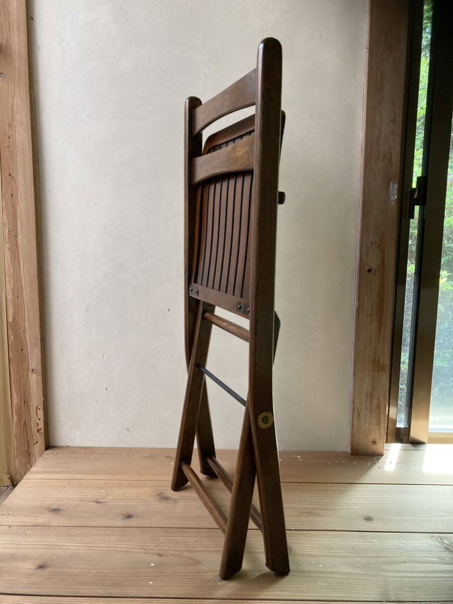【未使用保管品】 折りたたみ椅子 木製 折りたたみチェア おしゃれ ダイニング コンパクト ウッド 天然木 オーク フォールディングチェアーの画像1