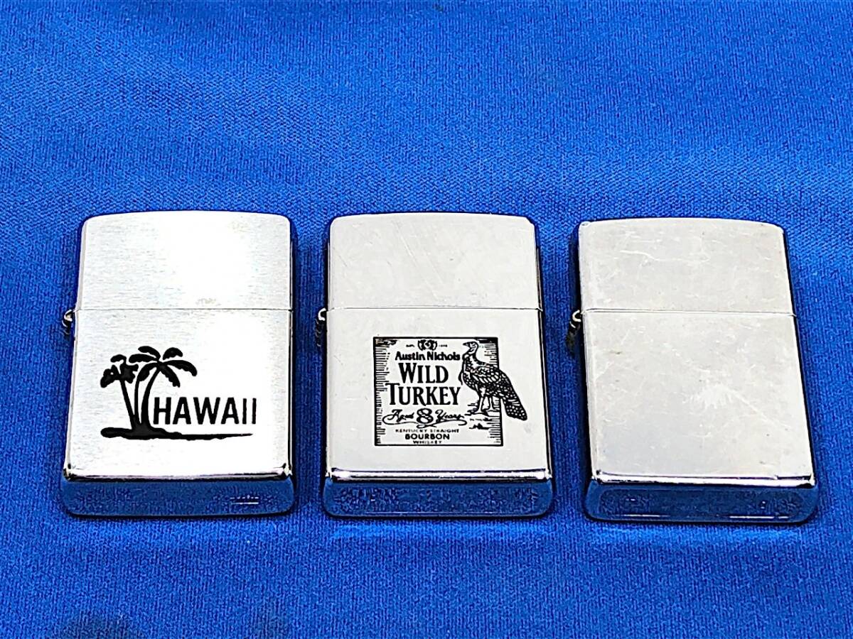 4/031【ジャンク】 Zippo ジッポー オイルライター まとめ ３点 WILD TURKEY ワイルドターキー HAWAII シルバー 喫煙具の画像1
