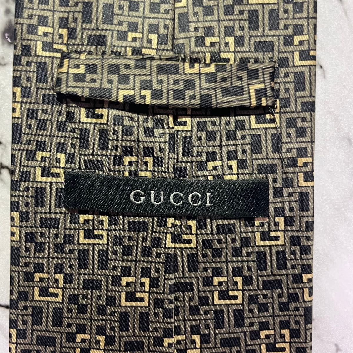 【G柄総柄】277 グッチ　ネクタイ　GUCCI ブラウン　gg柄　マーモント　インターロッキング