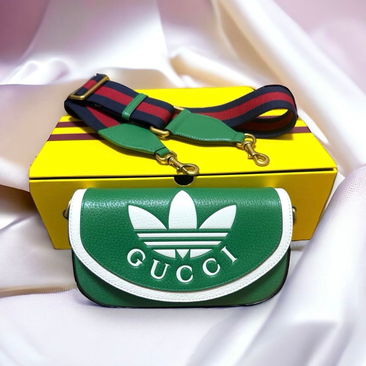 【正規品】GUCCI グッチ ロゴ アディダス コラボ ミニ カバン ショルダーバッグ adidas レザー ユニセックス