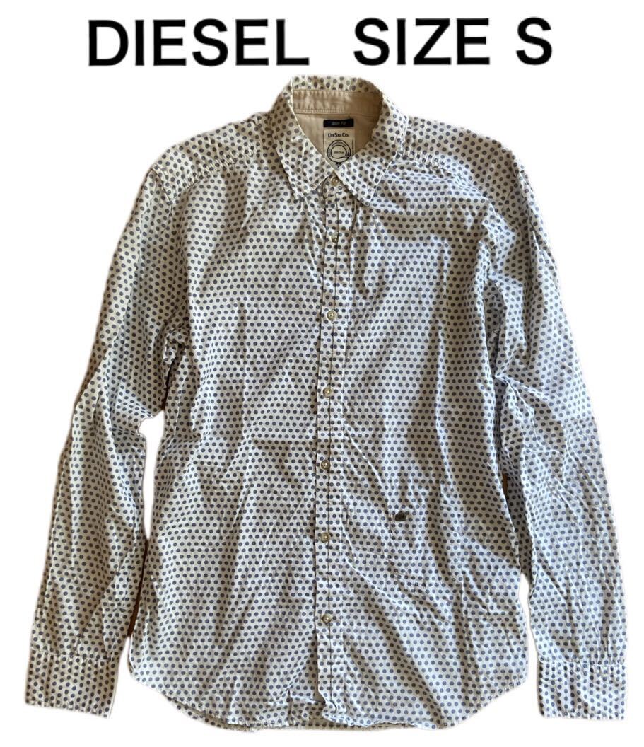 [ free shipping ] used DIESEL diesel long sleeve shirt button down polka dot dot SLIM FIT size S