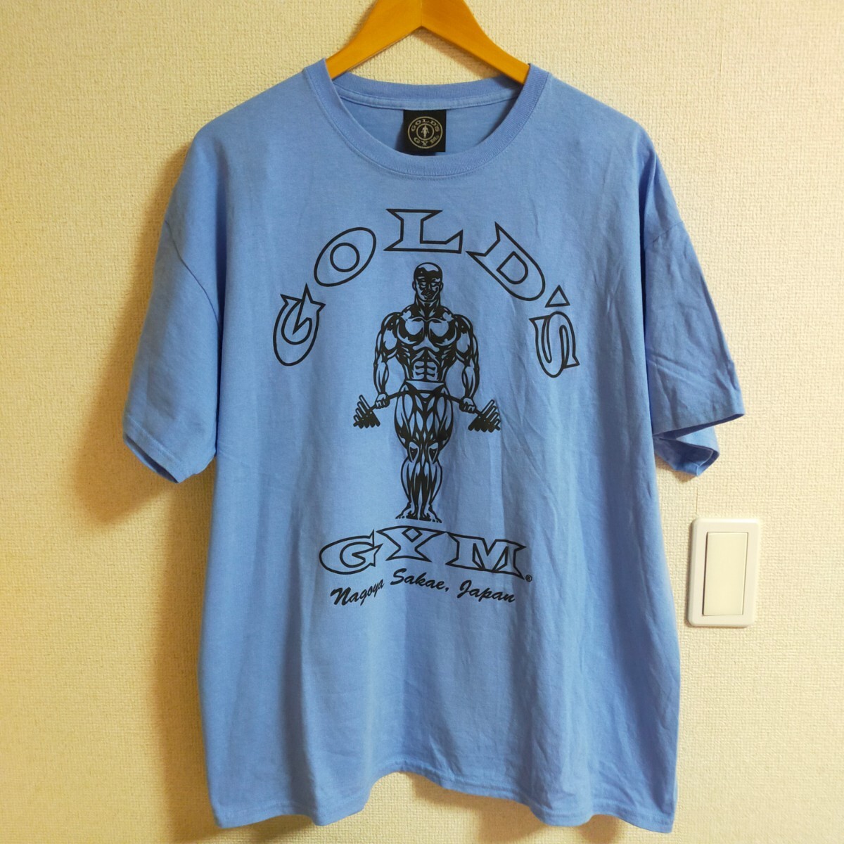 美品 GOLD'S GYM ゴールドジム 半袖プリントTシャツ XL ブルー(青)　名古屋　栄