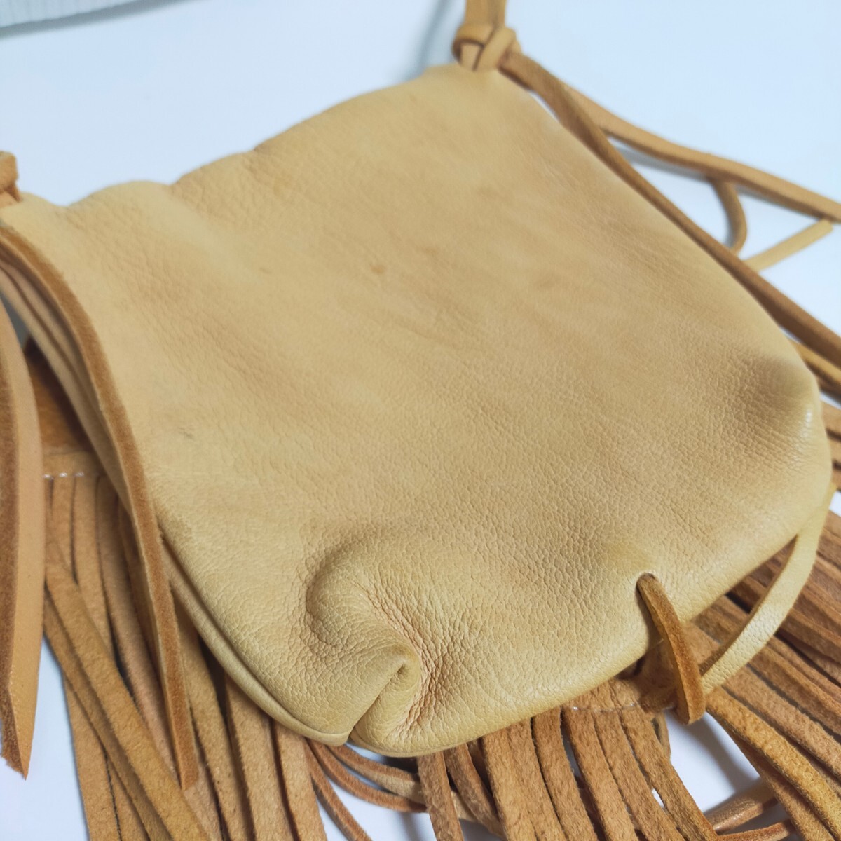  Flat Head the flat head Dias gold fringe medicine bag pouch leather waist bag beige 