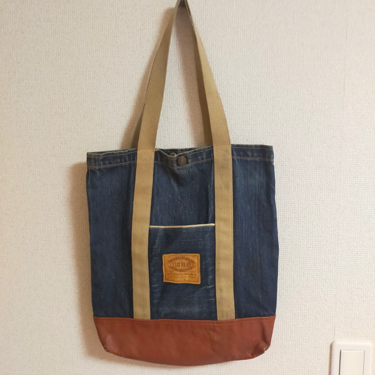 フラットヘッド the flat head デニムトートバッグ 底レザー 鞄 フラットヘッド the flat head デニムトートバッグ 底レザー 鞄