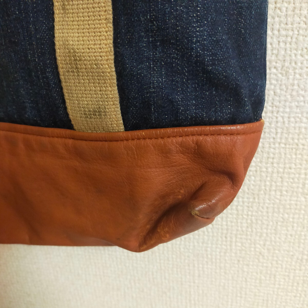 フラットヘッド the flat head デニムトートバッグ 底レザー 鞄 フラットヘッド the flat head デニムトートバッグ 底レザー 鞄