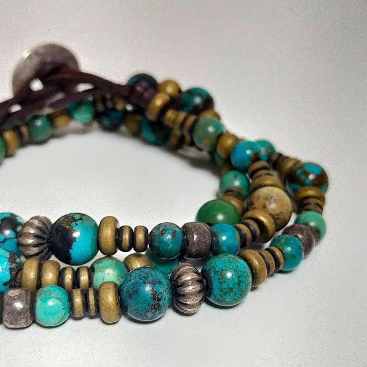  Flat Head the flat head turquoise beads bracele 3 ream necklace also BEADS BRACELET SI-BR turquoise × silver brass beads 