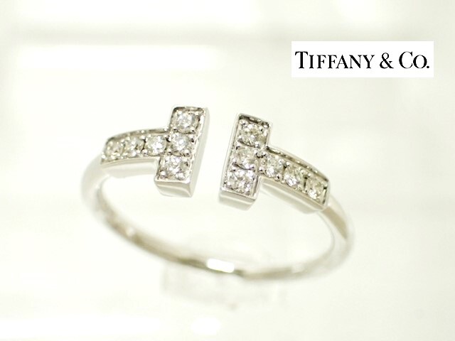 6401[TS] beautiful! standard!Tiffany&Co/ Tiffany T/ diamond wire ring /Au750 white gold /11 number 