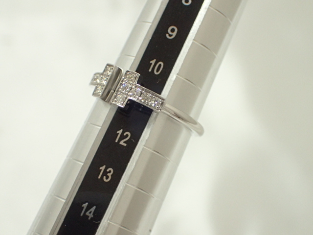 6401[TS] beautiful! standard!Tiffany&Co/ Tiffany T/ diamond wire ring /Au750 white gold /11 number 