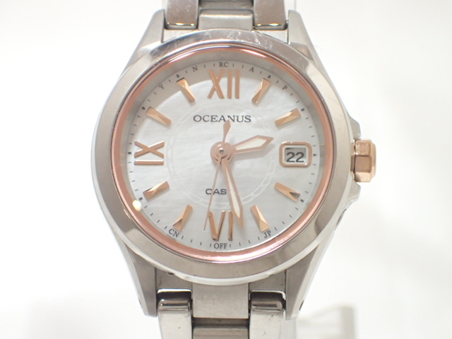 4231[T]CASIO Casio / Oceanus /OCW-70/ радиоволны солнечный / ракушка / женские наручные часы / состояние хорошо!
