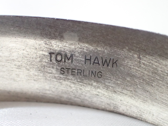 4257[T]希少♪ナバホ族 インディアンジュエリー*TOMHAWK トムホーク STERLING バングル 3ライン シルバーメンズジュエリーの画像8