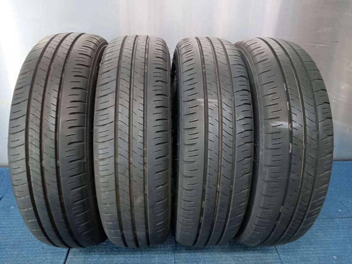 ★8-8.5分山★20.21年製★ ダンロップENASAVE EC300+ 155/65R14 社外ホイール 14×4.5J +46 4H-100 4本セット 軽自動車等 E604の画像2