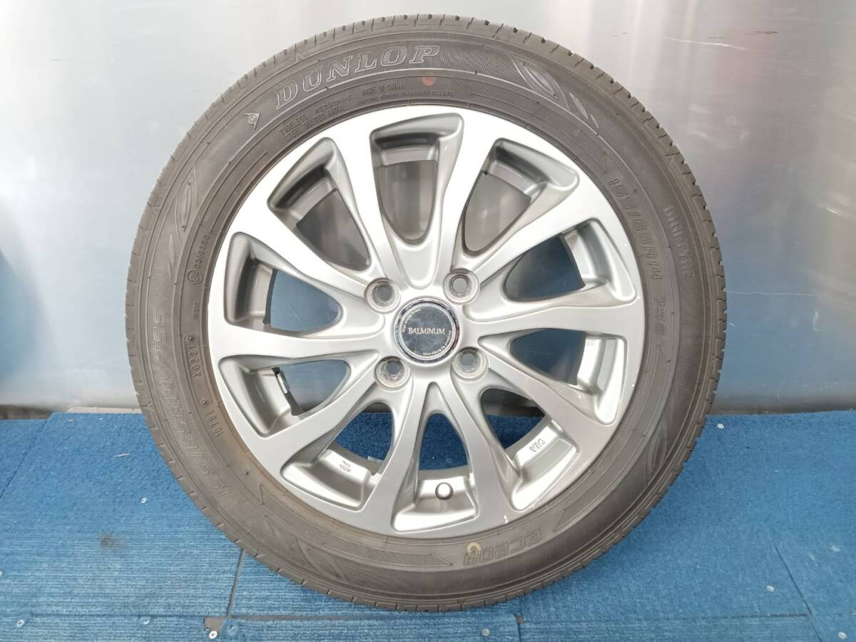 ★8-8.5分山★21年製★ ダンロップDIGI-TYRE EC202 155/65R14 社外ホイール 14×4.5J +45 4H-100 4本セット 軽自動車等 E617の画像5