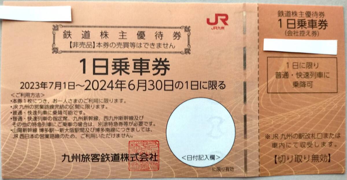 【JR九州旅客鉄道 株主優待券：1日乗車券1枚(有効期限2024.6.30)】株式上場7周年記念キャンペーン当選品◆送料無料◆匿名配送◆未使用の画像3