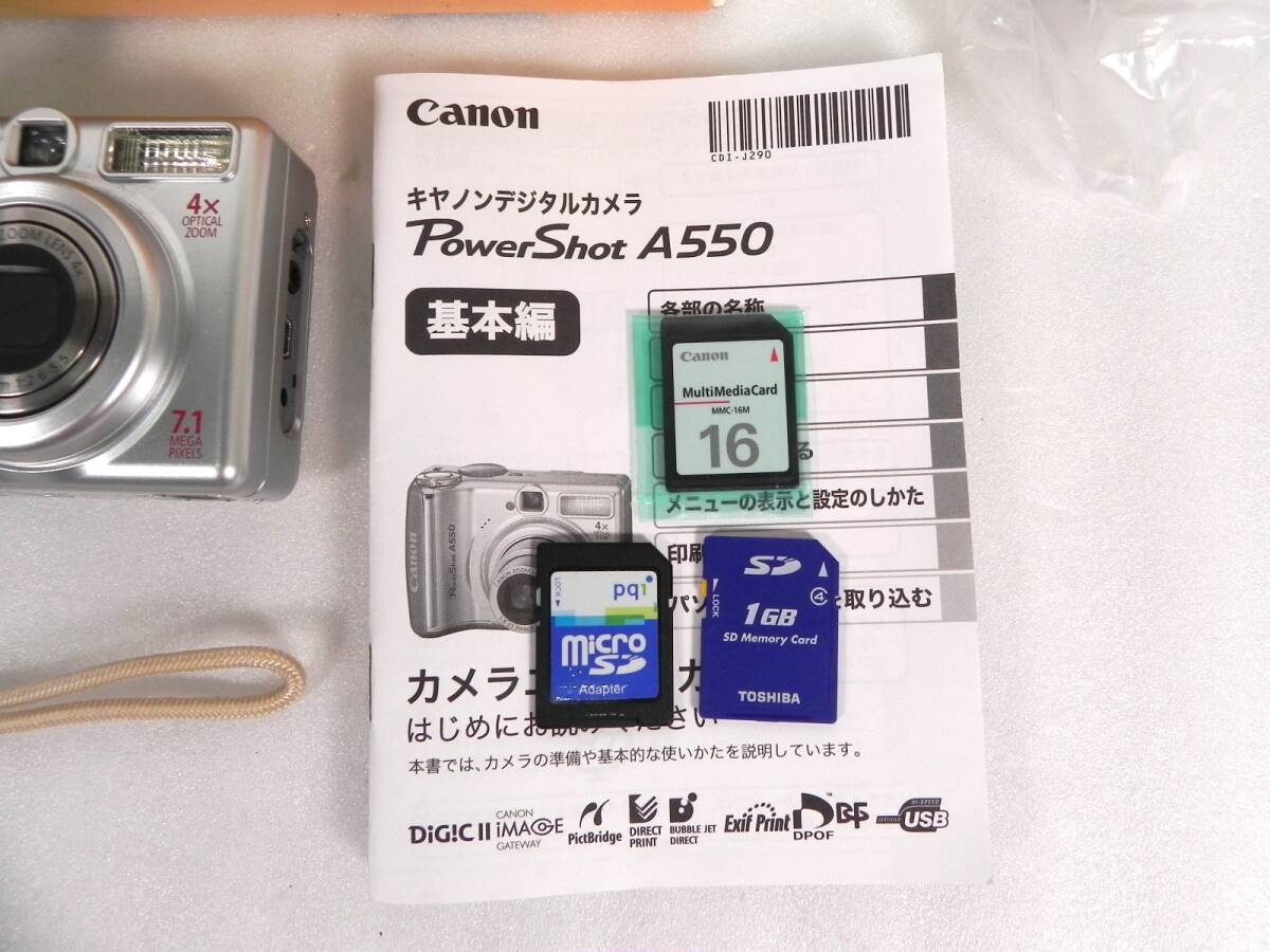 [R747]Canon/キャノン PowerShot A550 デジタルカメラ 乾電池式 取説付_画像2