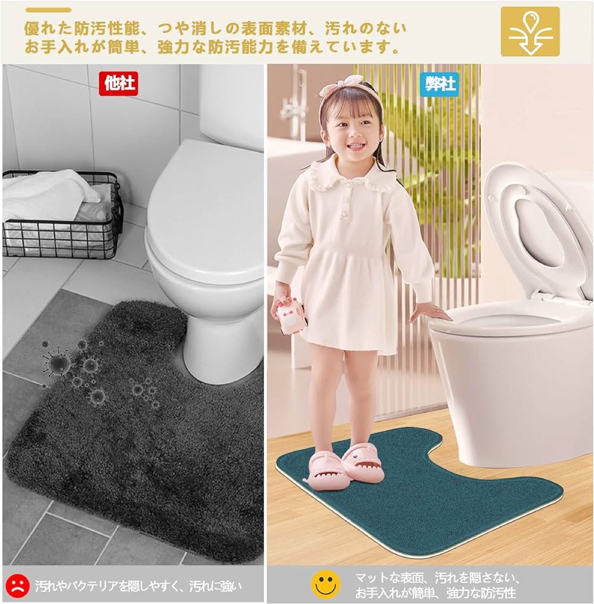 トイレマット 汚れ防止 パット 42×50cm 便器 マット 人気床汚れ防止