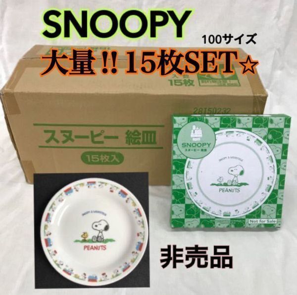 非売品 SNOOPY 絵皿 15枚 1箱 セット 【商品説明必読】スヌーピー PEANUTS WOODSTOCK ピーナッツ 洋食器_画像1