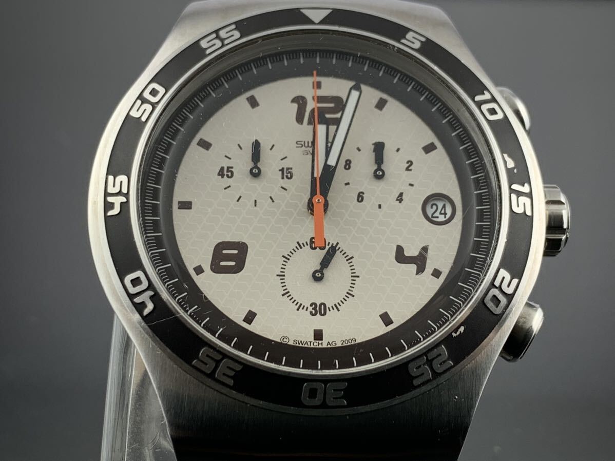 [A1304]1 иен ~* мужские наручные часы кварц хронограф Swatch swatch SWISS хронограф рабочий товар 