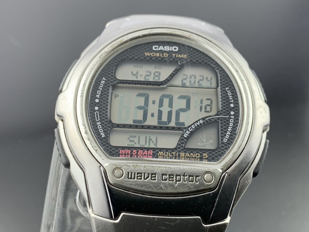 [A1603]電波時計 1円～☆メンズ腕時計 カシオ CASIO ウェーブセプター マルチバンド5 WV-58J 動作品_画像3