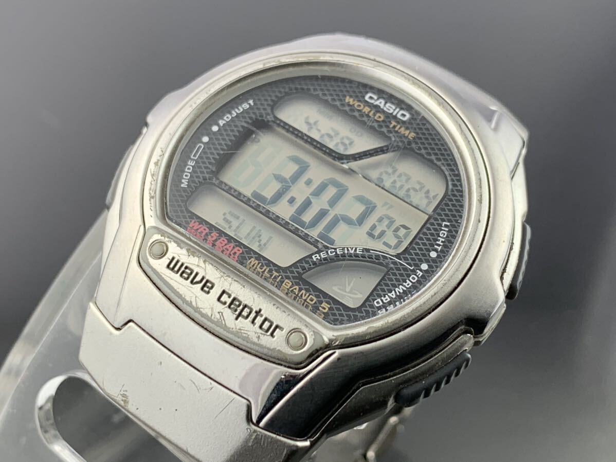 [A1603]電波時計 1円～☆メンズ腕時計 カシオ CASIO ウェーブセプター マルチバンド5 WV-58J 動作品_画像1