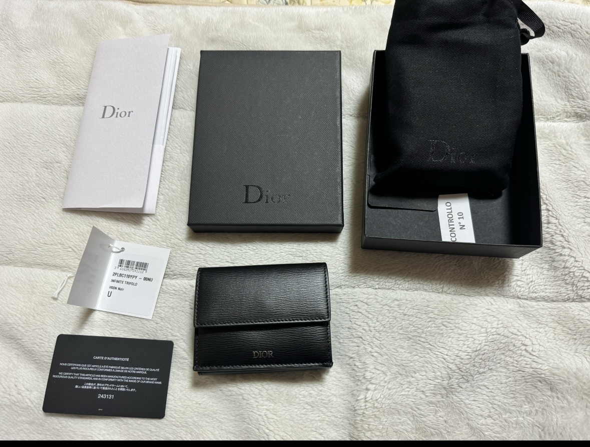  unused Dior Homme dior homme leather three folding purse compact wallet black Christian Dior Christian Dior small Mini 