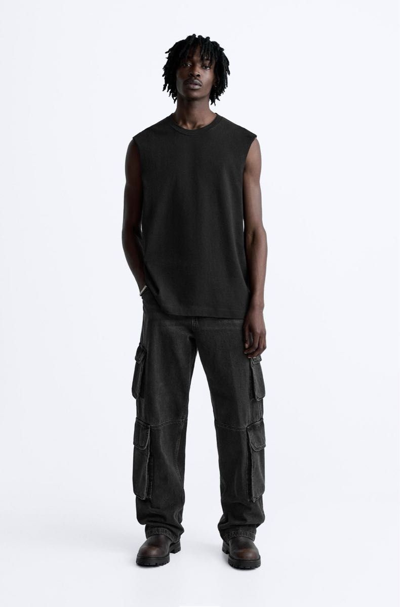 12000で購入 zara ブラック デニム カーゴパンツ パンツ サイズ 12000で購入 zara ブラック デニム カーゴパンツ パンツ サイズ