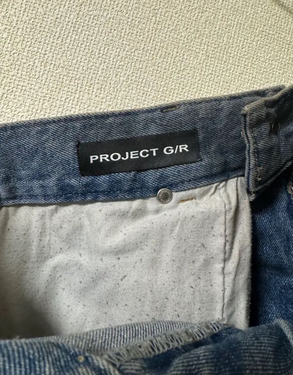 project G/R ヴィンテージ加工 バギー反転デニムパンツ サイズ1 project G/R ヴィンテージ加工 バギー反転デニムパンツ サイズ1