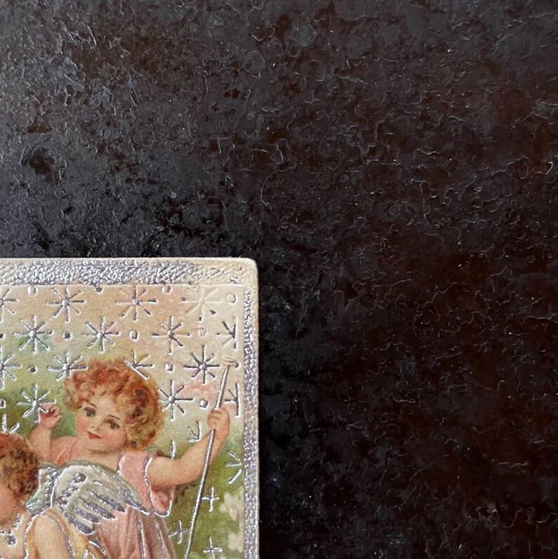 Clapsaddle クラップサドル ★ アンティーク ポストカード 1903年消印 天使 エンジェル 女性 貴婦人 銀彩 エンボス アルゼンチン切手の画像5