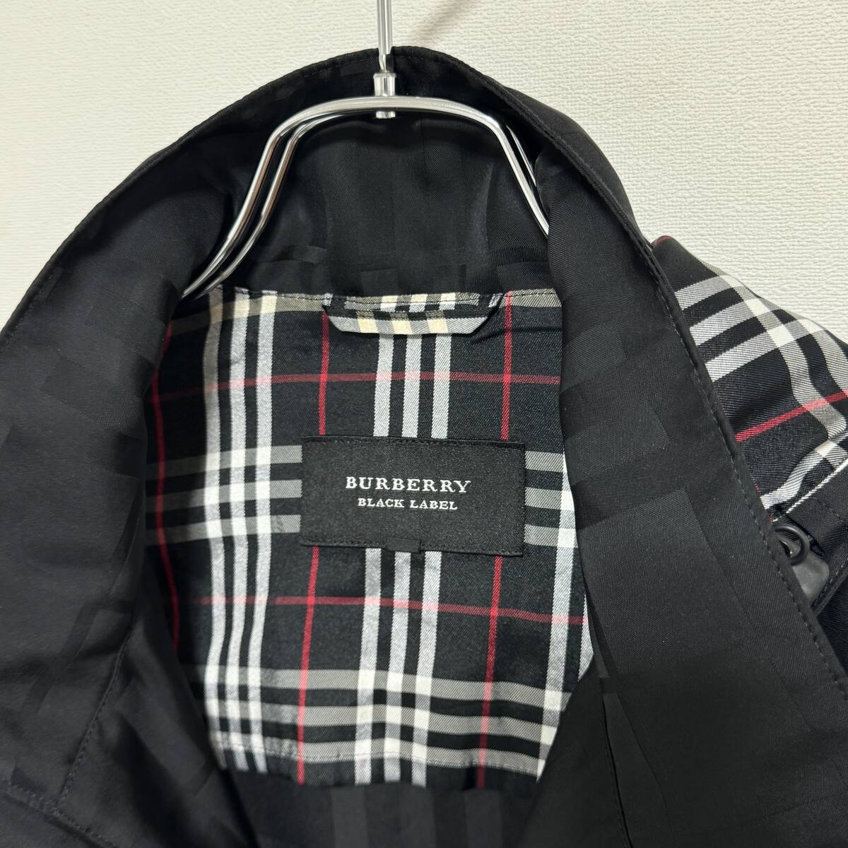 良品 BURBERRY BLACK LABEL バーバリー ブラックレーベル シャドーチェック ポリエステル ジャケット L 黒 メンズ 三陽商会 24-0409の画像6