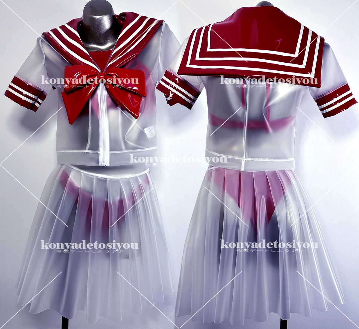 LJH23034 белый & красный L-XL супер глянец skeske симпатичный sailor способ tops + юбка в складку костюмированная игра JK форма маскарадный костюм менять оборудование Event костюм 