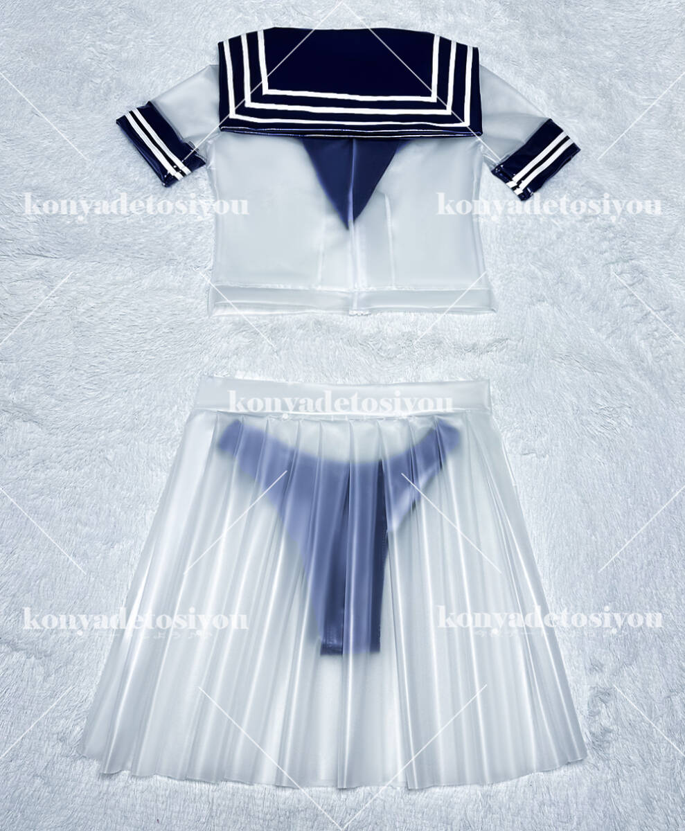 LJH23034 белый & темно-синий L-XL супер глянец skeske симпатичный sailor способ tops + юбка в складку костюмированная игра JK форма маскарадный костюм менять оборудование Event костюм 