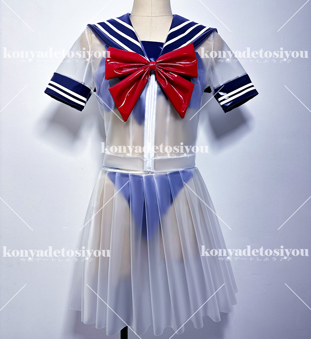 LJH23034 белый & темно-синий L-XL супер глянец skeske симпатичный sailor способ tops + юбка в складку костюмированная игра JK форма маскарадный костюм менять оборудование Event костюм 