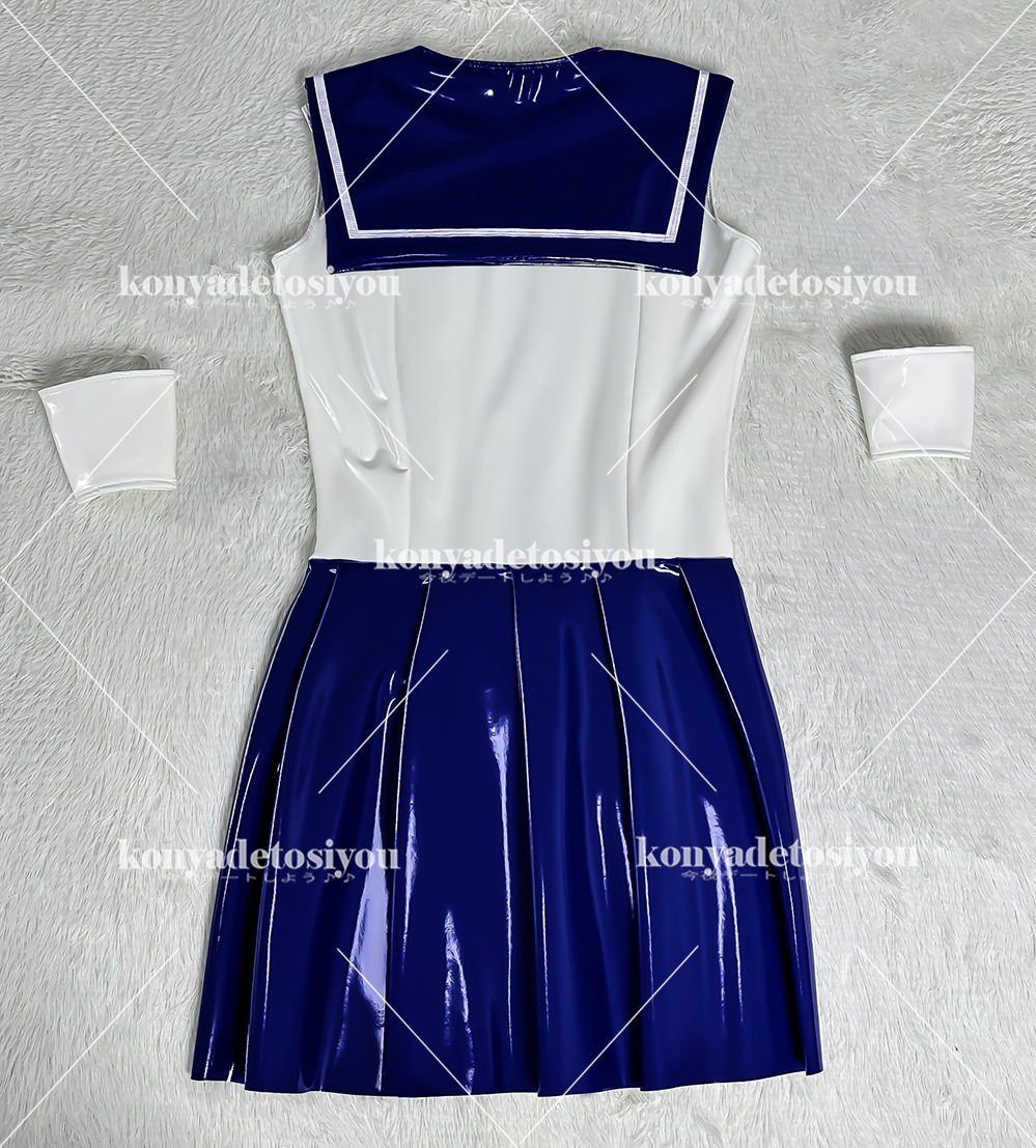 LJH24064 white & navy blue L-XXL super lustre sexy front opening sailor manner costume play clothes made clothes JK uniform fancy dress female cabaret club employee anime change equipment Event costume 